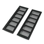 Geesatis 2 Pcs Louvered Ventilation Grille Air Vent for Cabinet Shoe Cabinet Hardware Accessories Ventilation Cover, with Mounting Screws, Black, 9.8 x 3.1 inch / 250 x 80 mm