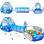 3pc Ball Pit for Toddlers with Kids Play Tent Baby Tunnel, Toys for Boys and Girls Indoor Outdoor, Pop Up Kids Fort Playhouse, Ball Pit Balls NOT Included (Ocean)