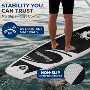 SereneLife Inflatable Stand Up Paddle Board – Non-Slip Deck, Wide Stance, SUP Kit with Backpack