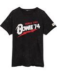 David Bowie Unisex 1974 World Tour T-Shirt, Black, Small