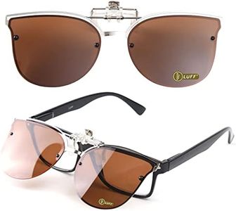 LUFF Lunettes de Soleil à Clip polarisé réversible, Mode pour Femmes Clips de Lunettes de Soleil à l'extérieur Vintage pour Lunettes de Prescription pour Ladys brown