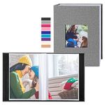 Ywlake Photo Album 4x6 100 Pockets 2 Packs, Small Mini Capacity Linen Photo Album Bulk Sets, Each Pack Holds 100 Top Loader Vertical Only Picture for Kids Boy Girls Grey