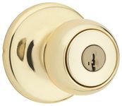 Weiser Fairfax Brass Front Door Knob with Lock and Key, Exterior/Interior Door Handles with Lock, Keyed Entry Door Knobs for Front Door, Bedroom, Bathroom & Office, Traditional Home Décor