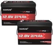 Dumfume 2 Packs 12V 300Ah(314Ah) Lithium LiFePO4 Battery,200A BMS 4019WH Rechargeable Lithium Iron Phosphate Battery 15000+ Deep Cycles for Solar Energy Storage,Backup Power,RV,Camping