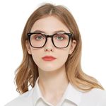 OCCI CHIARI Fashion Women's Reading Glasses 2.0 Big Rectangle Readers Glasses for Women Rivet Decorated Glasses Spring Hinge (Black, 200)