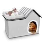 MASTERTOP Cat Bed House for Indoor Cat, Multifunctional 2 in 1 Cat Condo with Detachable Roof and Removable Cushions, Soft Cozy Cat Cave for Indoor Kitty, Rabbits, Small Pets - Grey, 57 * 38.5 * 40cm