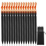Rovtop 15Pcs Y-shaped Lightweight Metal Tent Pegs, Black Ground Pegs Camping Heavy Duty Tent Stakes Pegs 18cm Aluminium Alloy with Reflective Rope, for Camping, Beach, Outdoor and Sand