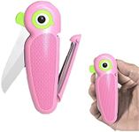 S.ROKE TTAN Portable Ceramic Paring Knife - 2.5 Inches Sharp Blade, Small Folding Knife, Cutter Peeler 2 in 1, Mini Cute Portable Fruit Knife for Travel, Camping (Pink)