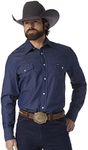 Wrangler Men's Authentic Cowboy Cut Work Western Long-Sleeve Firm Finish Shirt, Indigo Denim, 18/35