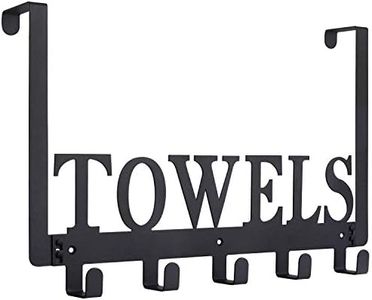 Over The Door Hooks, Towel Holder for Bathroom, Door Mount Towel Rack for Bedroom Kitchen Pool Beach Bathrobe, Wall Mount for Cabinet Cupboard Metal Sandblasted (Black)