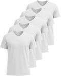Real Essentials Athletic V Neck Tshirt Shirts T-Shirts Men Quick Dry Fit Tops Dri Fit Short Sleeve Active Wear Training Exercise Fitness Workout Shirt Tee Tees Gym Sports Top, Set 8, XXL, Pack of 5