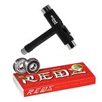 Bones Reds Skateboard Bearings 8-Pack [for Skateboards, Longboards, Scooters, Spinners] (_Bones Super Reds, 8-Pack w/Tool)