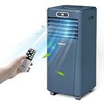 COSTWAY Portable Air Conditioner, 8000BTU Air Cooler with Drying, Fan, Sleep Mode, 2 Speeds, 24H Timer Function, Remote Control, Cools Room up to 230 Sq. ft, Air Cooling Fan for Home & Office Use, Window Kit Included(8000BTU-Dark Blue)