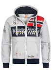 Geographical Norway Flyer Men - Men's Zip Hoodie - Comfortable Sweatshirt Sweatshirt Logo Long Sleeve Warm - Men's Spring Summer Fall Winter Season (Light grey S)