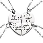 Yonhon 4 Big Middle Little Baby Four 4 Sister Necklace for 4