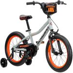 Schwinn Scorch BMX Style Kids Bike, For Boys and Girls Ages 3-7 Years, 16-Inch Wheels, Training Wheels Included, Cross Bar Pad and Number Plate, Rider Height 38 to 48 Inches, Grey