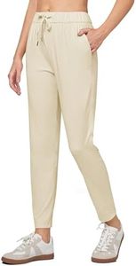 Willit Women's Golf Travel Pants Lounge Sweatpants 7/8 Athletic Pants Quick Dry On The Fly Pants Khaki M