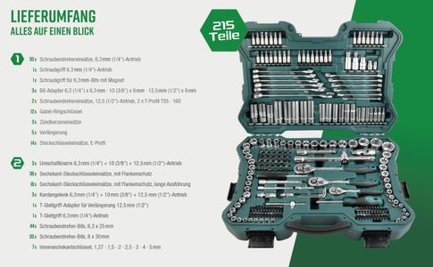Mannesmann 215-Piece Socket Set – Comprehensive Tool Kit