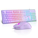 Gaming Keyboard and Mouse Combo,MageGee GK970 Wired Backlit Keyboard and Pink Gaming Mouse Combo,PC Keyboard and Adjustable DPI Mouse for PC/loptop/MAC(Purple)