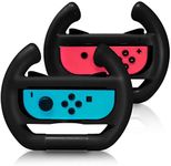 ADZ 2 x Black Racing Wheel Steering Grip Handle Accessories compatible with Nintendo Switch Joy-Con Controller Mario Kart