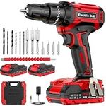 Cordless Drill Set 21V, Cordless Hammer Drill with 2 Batteries 2000mAh, 42N.m Max Power Electric Drill Driver Set, 25+3 Torque, 2 Speed, LED Light, 20PCS Drill Bits Upgraded Combi Drill for Home