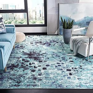 Safavieh Modern Chic Rectangular Indoor Rug, Braided Madison Collection, MAD425, Turquoise/Dark Blue, 160 x 229 cm for Living Room, Bedroom or Any Interior