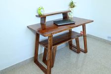 REDWOOD Solid Sheesham Wood Study Table for Adults | Computer Laptop Table with Bench & Monitor Stand for Home | Wooden Writing Study Desk | Work from Home Table | Rosewood, Brown