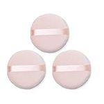 Large Powder Puffs for Loose Powder and Body Powder, 8 CM Cotton Soft Setting Powder Puffs, 3 PCS Cosmetics Round Powder Puffs for Face and Body