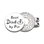 Fathers Day from Daughter Son, Best Dad by Par, Golf Ball Marker for Men Husband, Dad Birthday Gifts, Stocking Stuffers, Magnetic Hat Clip