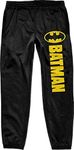 Batman Classic Yellow Bat Logo and Title Men's Black Drawstring Sweatpants-L