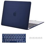 Midkart Matte Hard Shell Plastic Case Cover Compatible with MacBook 12 Inch Model A1534 (Release 2017-2015) with Silicon Key Guard and Dust Plugs, Navy Blue