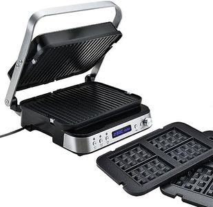 EUROCHEF 4-in-1 Smart Multi Contact Grill and Sandwich Panini Press, with Waffle Maker Plates