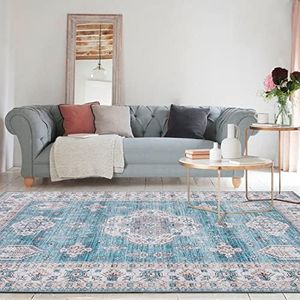 TALETA Alyssa - Tappeto tradizionale persiano pieghevole, facile da pulire, per interni e soggiorno, colore: blu, 160 x 230 cm