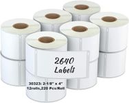 Labelebal 12 Rolls 2-1/8" x 4"(54mm x 101mm) Direct Thermal Labels Compatible with DYMO 30323 Shipping Replacement Labels Compatible for DYMO LabelWriter Printer (220 Labels/Roll)