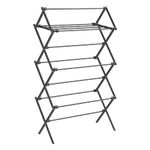 SONGMICS Foldable Clothes Drying Rack, Laundry Drying Rack, Clothes Airer, Steel Frame, 14.6 x 29.5 x 53.2 Inches, Easy Assembly, Indoor Outdoor Use, Black ULLR770B01