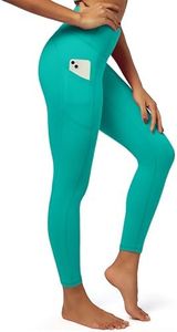 IUGA Fleece Lined Leggings with Pockets for Women Thermal Leggings for Women High Waisted Yoga Pants Winter Workout Leggings Aqua Green