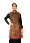 Loom Himalaya Trendy Woolen Tweed Winter Wear Kullu Design Sleeveless Long Jacket for Women and Girls (L, Brown)