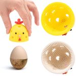 2 Pcs Egg Washer Cleaner,Fruit and Veggie Wash,Vegetable Brush,Fruit Cleaner,Reusable Egg Cleaning Tools Cute Silicone Egg Wash Brush for Home Easter (Beige+Yellow)