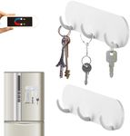 2-Pack Magnetic Key Holder with 3 Hooks for Refrigerator, Kitchen, and Laundry Rooms