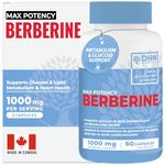Berberine Supplement HCL 1000mg (2 x 500mg Vegan Capsules) | High Potency Berberine Supports Glucose, Fat Metabolism & Heart Health | Third Party Tested for Potency & Purity | Canadian Made, Quality Assured