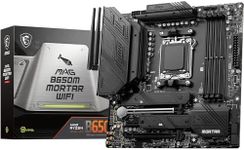 msi MAG B650M Mortar WiFi Motherboard, Micro-ATX - Supports AMD Ryzen 7000 Series Processors, AM5-12 Duet Rail 80A VRM, DDR5 Memory Boost 6400+MHz/OC, 2 x PCIe 4.0 x16, 2 x M.2 Gen. 4, Wi-Fi 6E