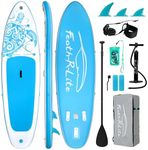 FEATH-R-LITE Inflatable Paddle Board Stand Up Paddleboards for Adults SUP with Complete Premium Accessories Pump, Adjustable Paddle, Leash, Three Fins, Waterproof Phone Bag, Repair Kit, Backpack