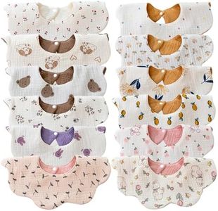 DOSMINE Baby Drool Bibs for Unisex Girls Boys 12 Pack Waterproof Baby Muslin Bibs