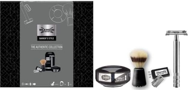 Wilkinson Sword Kit de Afeitado Clásico Manual [EDICIÓN 2020] - Set Regalo para Hombres con Maquinilla Vintage + 5 Cuchillas de Doble Hoja + Brocha de Afeitar + Jabón de Afeitado