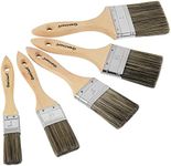 Genixart Double Thick Chip Paint Brush Set, Wood Stain Brushes for Painting Walls and Fence Staining, Wooden Handle Masonry Paintbrush for Varnish, Paste, Gesso and Limewash (5 Pack)