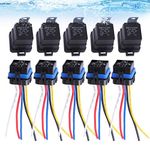 5-PIN 12V DC 40/30 Amp SPDT Waterproof Relay with Harness Socket 16/14 AWG Wires Ideal for Cars, Boats, Motorcycles, 5-PIN SPDT Bosch Style Automotive Relay by Wadoy (Pack of 5)