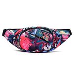 Bum Bag Waist Fanny Pack - Long Keeper Large Fashion Bumbag for Women Men, 4 Pockets Adjustable Waist Bag for Running Hiking Dog Walking Outdoor Colorful Red