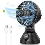 USB Desk Fan, ATTLOOQ Small Portable Desktop Personal Fan 3 Speeds Strong Airflow, Adjustable Tilt Automatic Swing Cooling Fan, Quiet Small Desk Fan for Home Office Bedroom Indoor