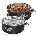 Dog Crate Water Bowl No Spill,2 Pack Stainless Steel Water Bowl for Dog Crate Kennel Cage,Kennel Water Bowls,Hanging Dog Bowls for Crate Medium Large Dogs Cats