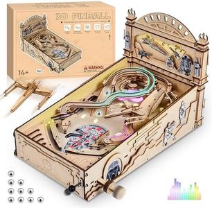 Pinball Machine Wooden Puzzles Mechanical Model, 3D Wooden Puzzles for Adults, DIY Wood Model Kits for Adults, Mini Pinball Machine Suitable for Teenagers and Adults Aged 14+